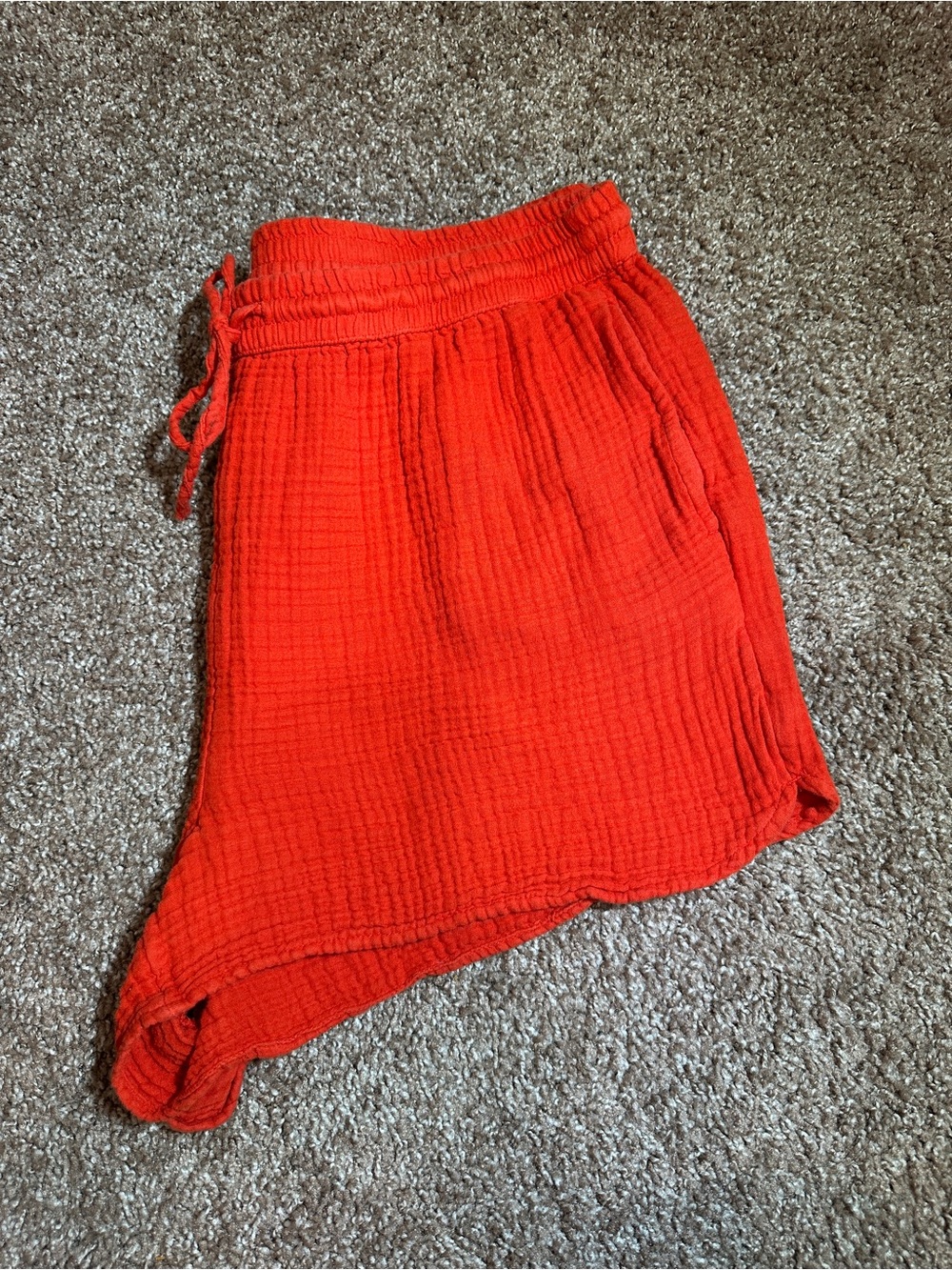LOFT Red Waffle Drawstring Shorts - Picture 9 of 10